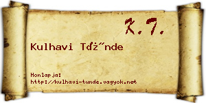 Kulhavi Tünde névjegykártya